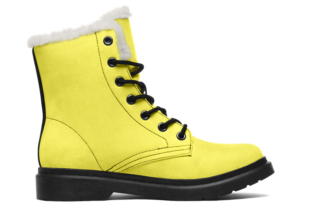 Yellow And Purple Mismatch Faux Fur Boots - Offbeat Sweetie