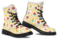 Yellow Gingham Cupcakes Faux Fur Boots
