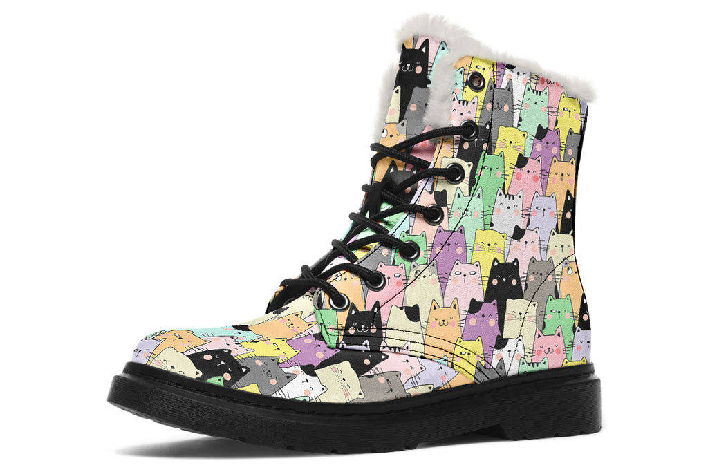 You've Got To Be Kitten Me Faux Fur Boots - Offbeat Sweetie