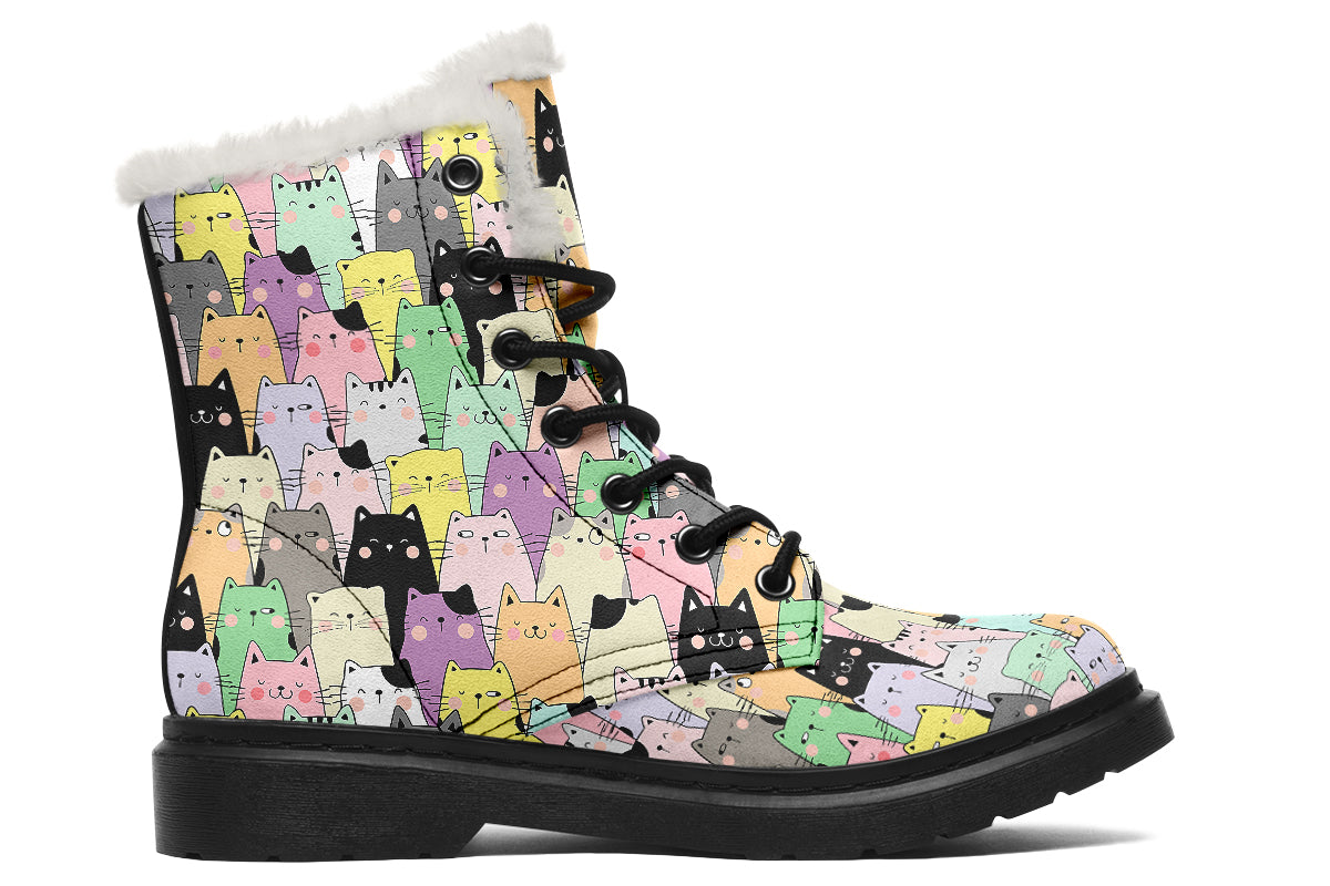 You've Got To Be Kitten Me Faux Fur Boots - Offbeat Sweetie