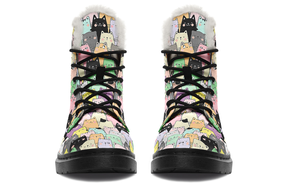 You've Got To Be Kitten Me Faux Fur Boots - Offbeat Sweetie