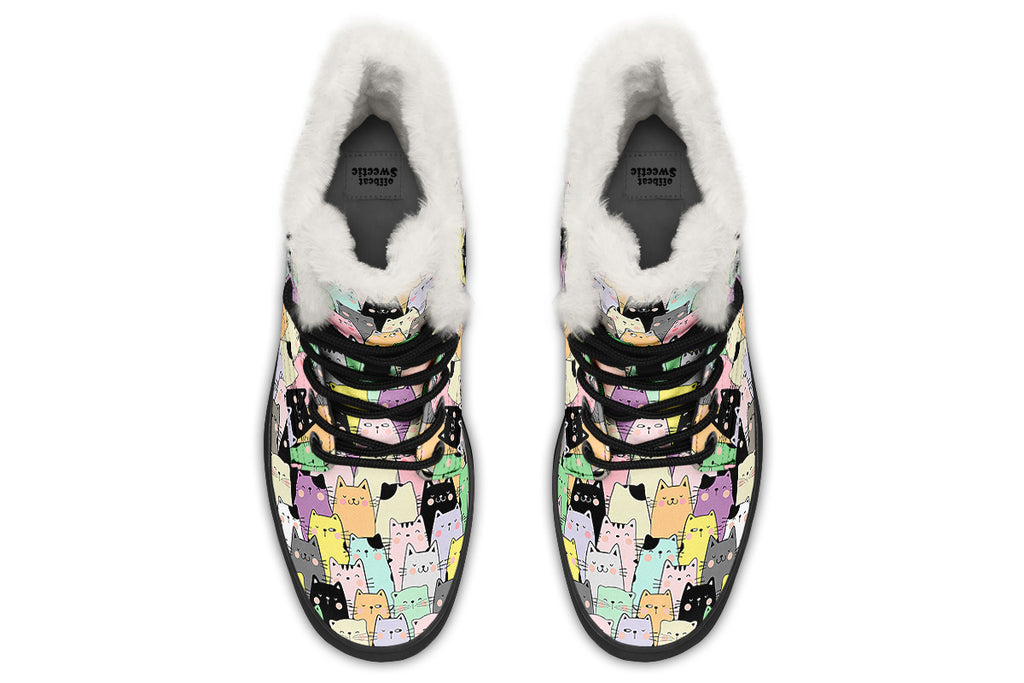 You've Got To Be Kitten Me Faux Fur Boots - Offbeat Sweetie