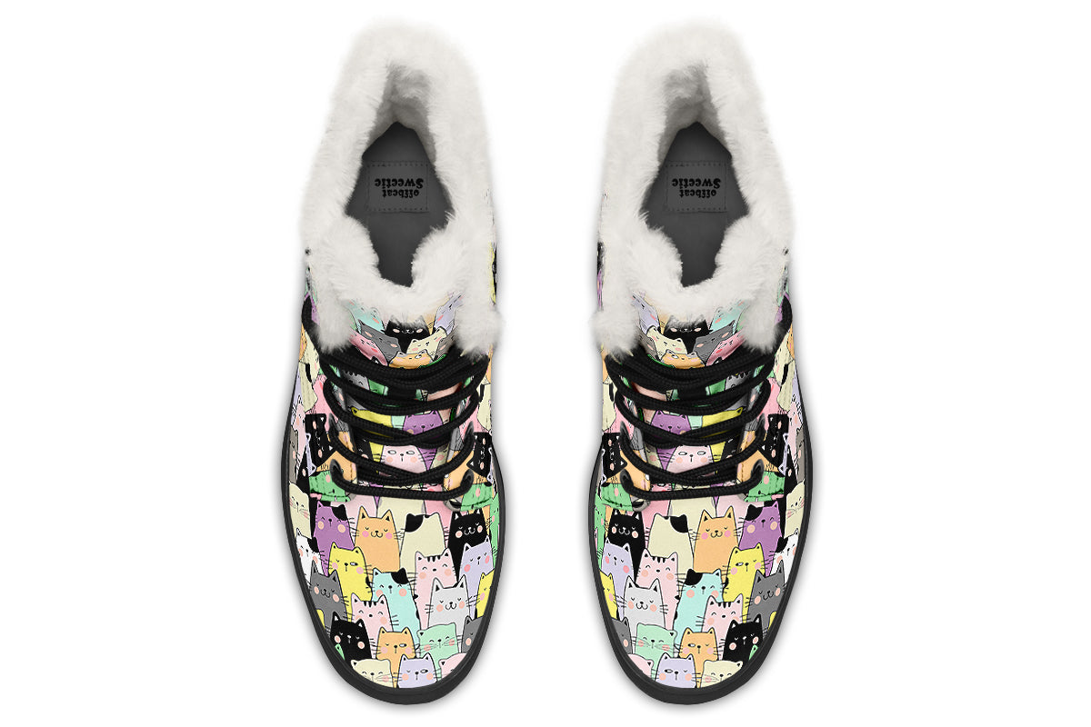 You've Got To Be Kitten Me Faux Fur Boots - Offbeat Sweetie