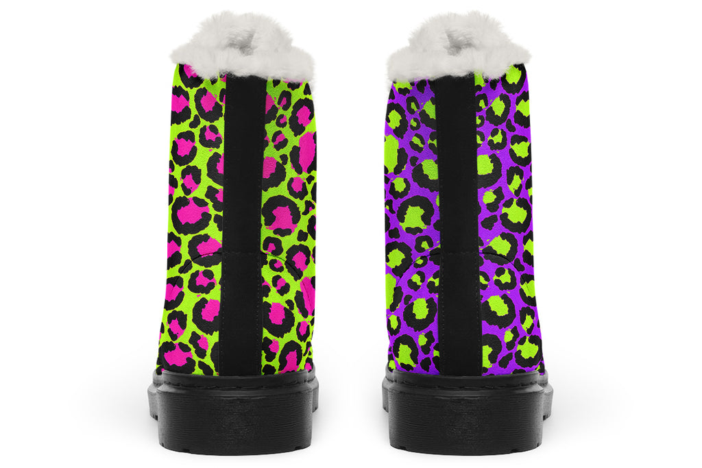 Zombie Leopard x Neon Leopard Mismatch Faux Fur Boots