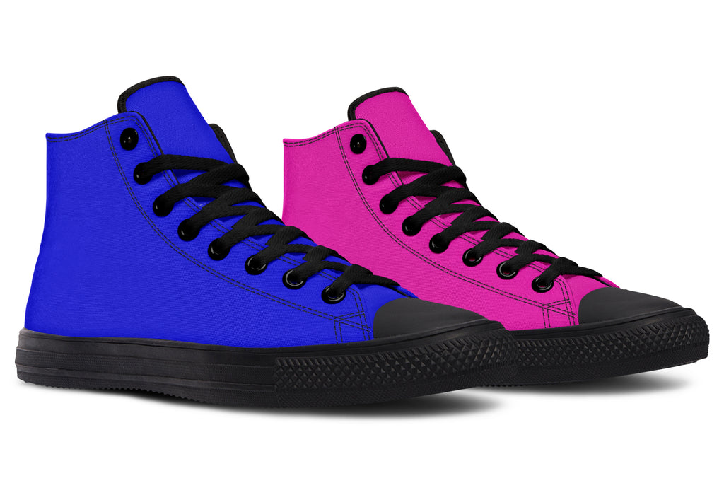Blue And Pink Mismatch High Tops - Offbeat Sweetie