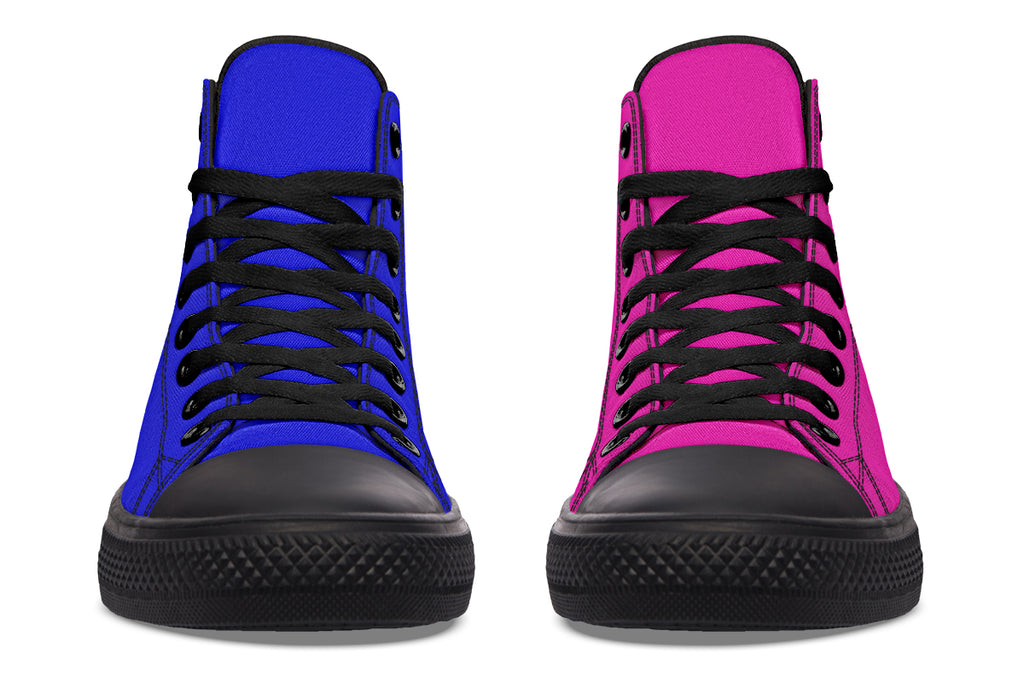 Blue And Pink Mismatch High Tops - Offbeat Sweetie