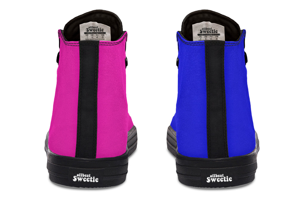 Blue And Pink Mismatch High Tops - Offbeat Sweetie