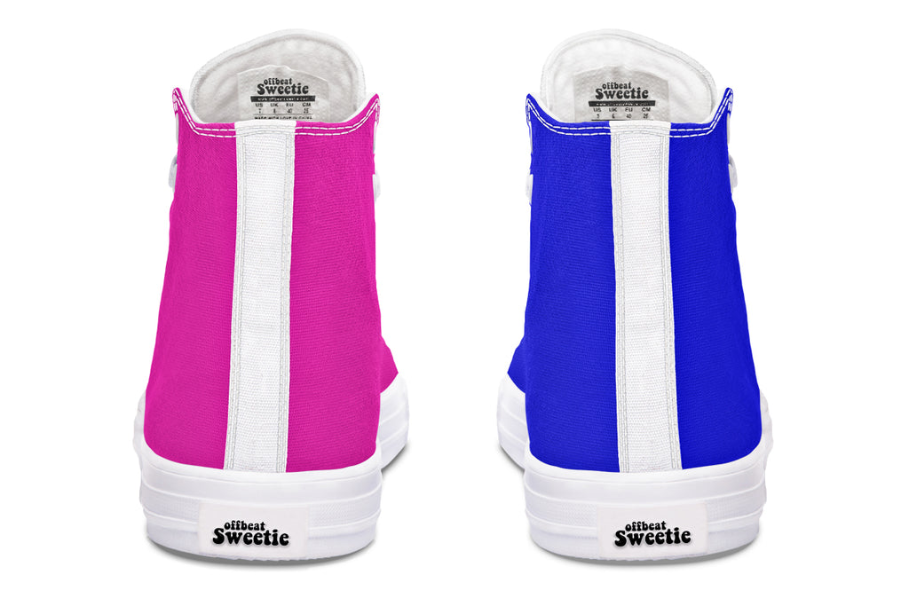 Blue And Pink Mismatch High Tops - Offbeat Sweetie