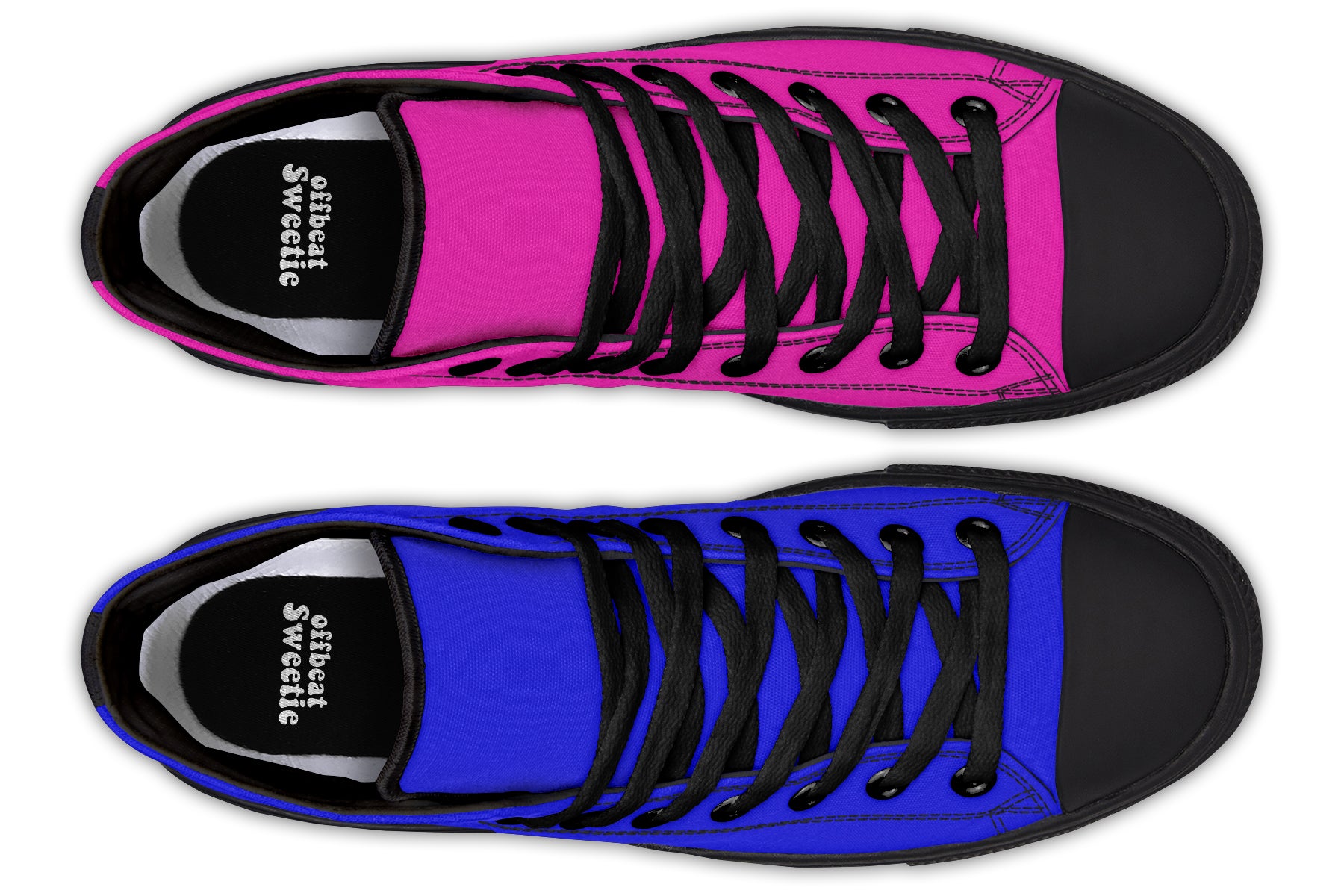 Blue And Pink Mismatch High Tops - Offbeat Sweetie