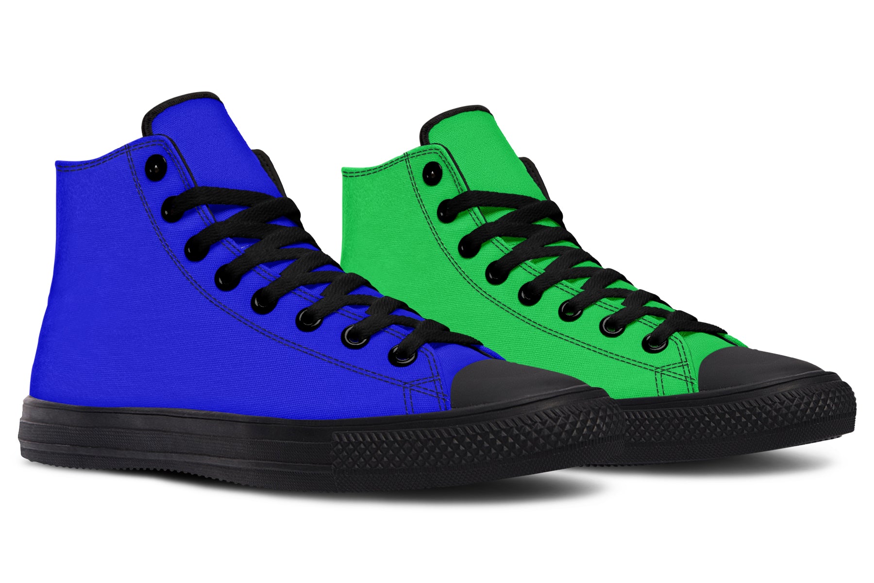 Blue and Green Mismatch High Tops