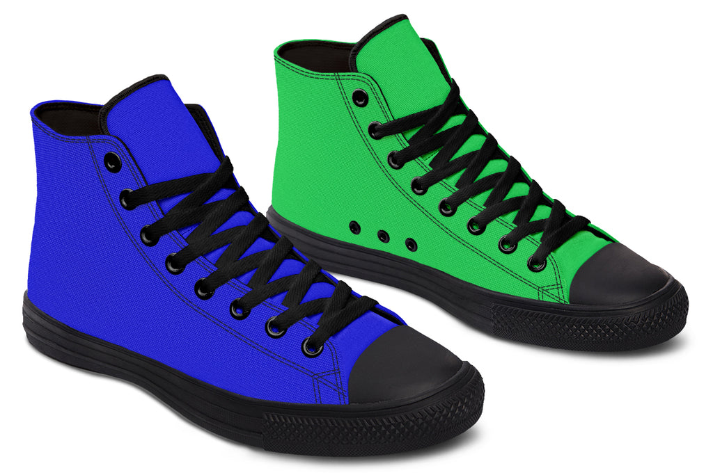 Blue and Green Mismatch High Tops