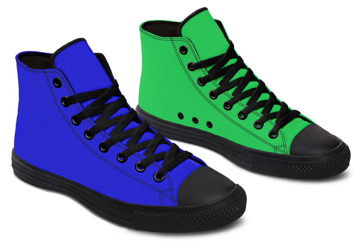 Blue and Green Mismatch High Tops