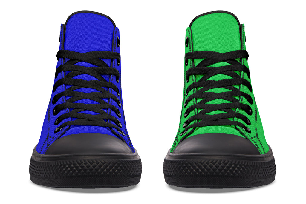 Blue and Green Mismatch High Tops