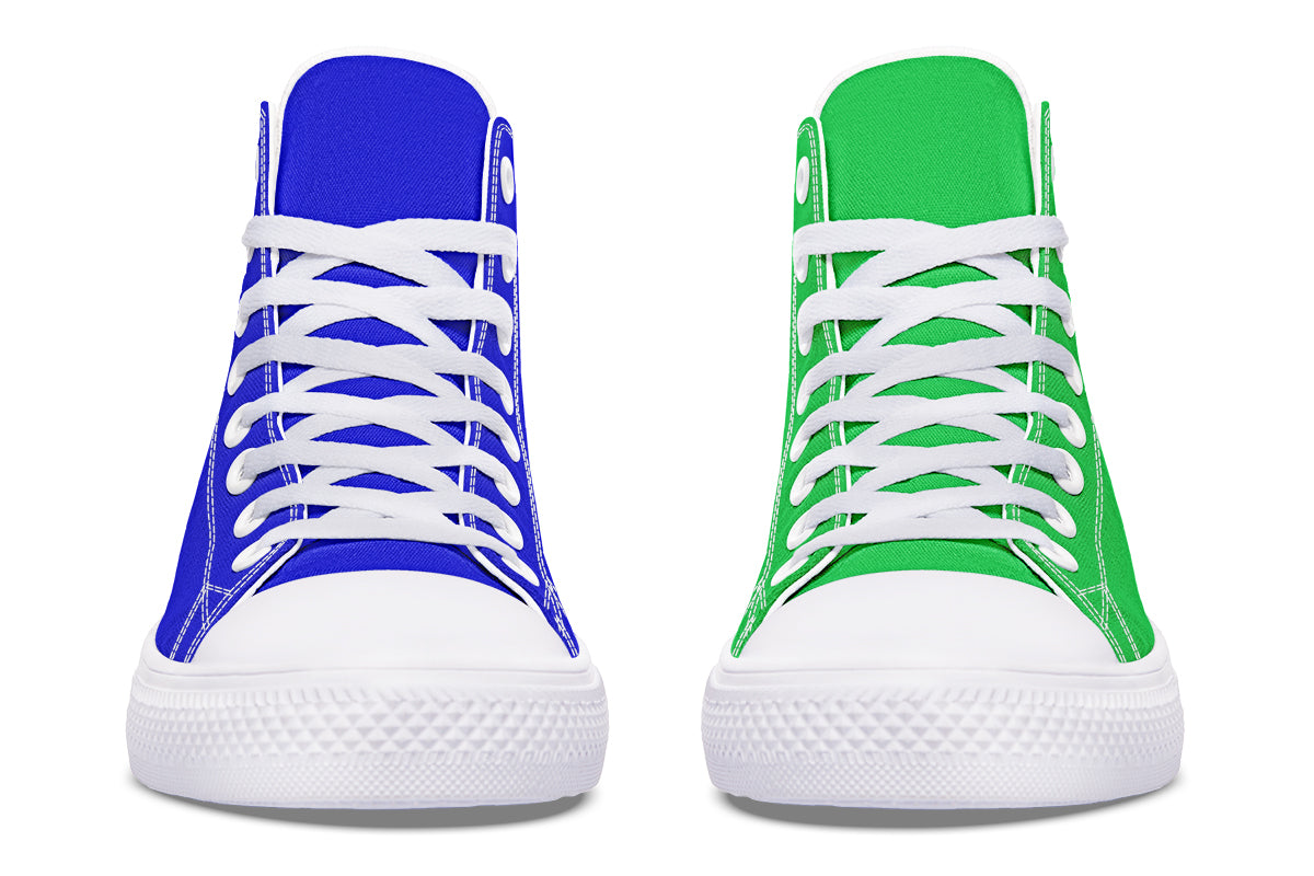 Blue and Green Mismatch High Tops