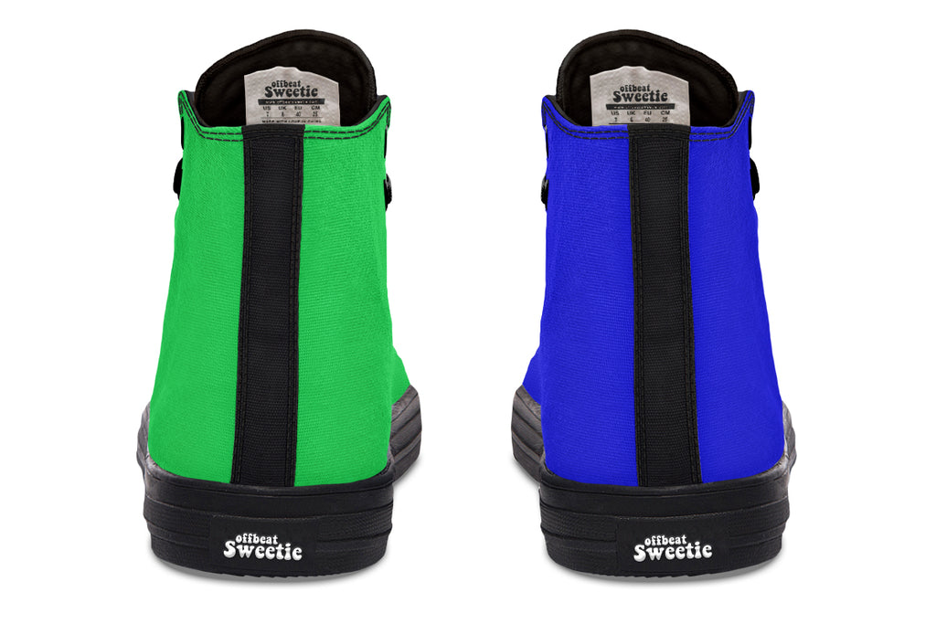 Blue and Green Mismatch High Tops