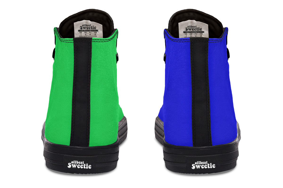 Blue and Green Mismatch High Tops