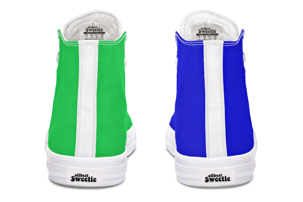 Blue and Green Mismatch High Tops