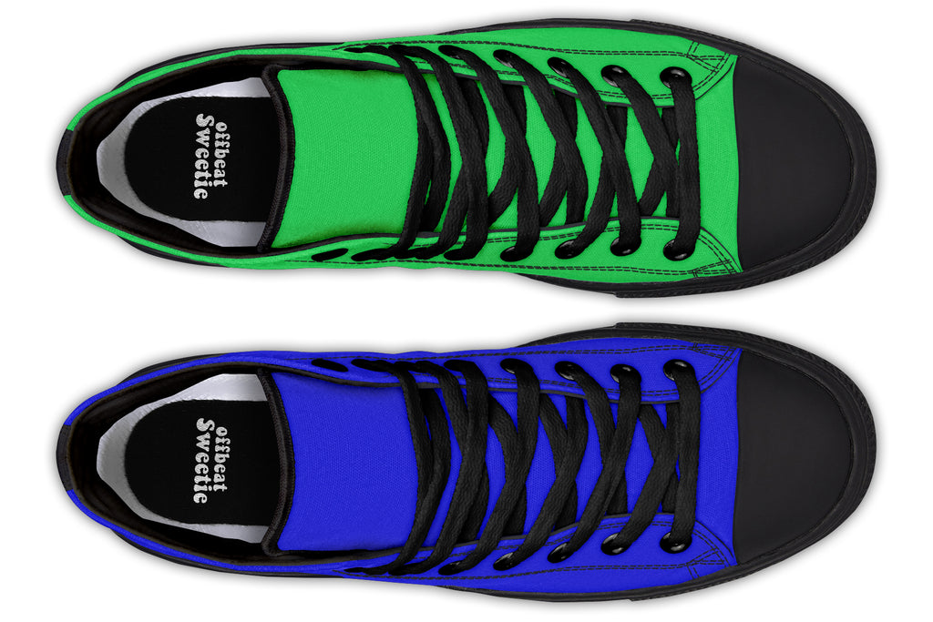 Blue and Green Mismatch High Tops
