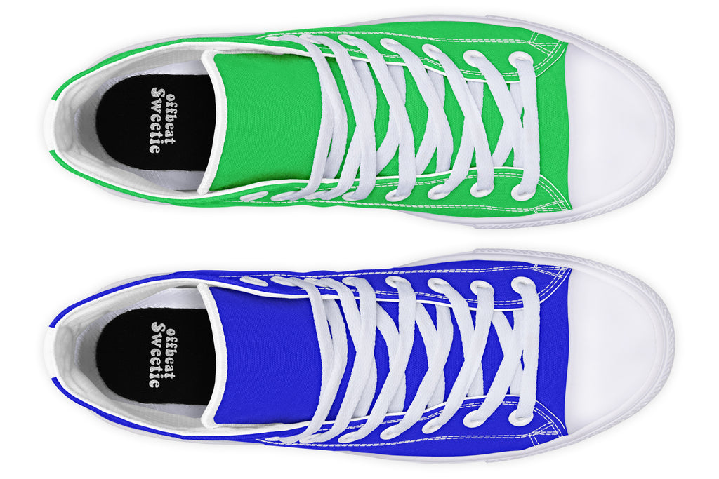 Blue and Green Mismatch High Tops