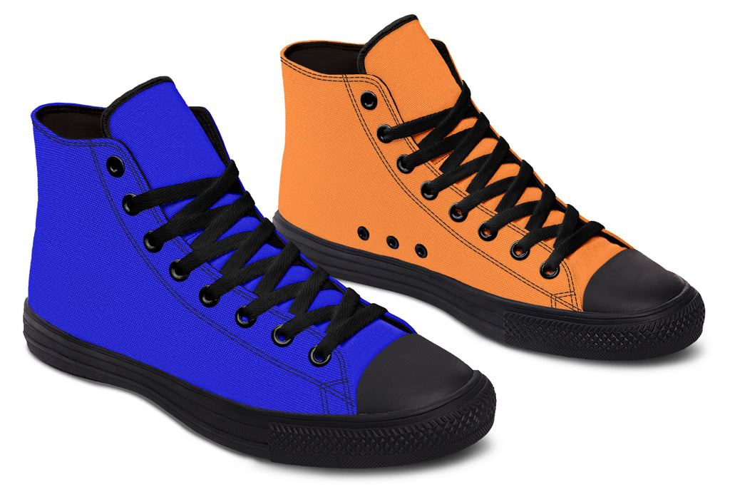 Blue and Orange Mismatch High Tops