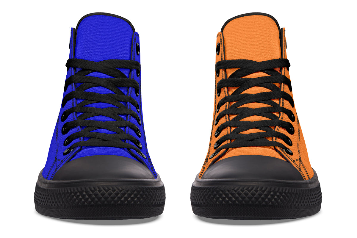 Blue and Orange Mismatch High Tops