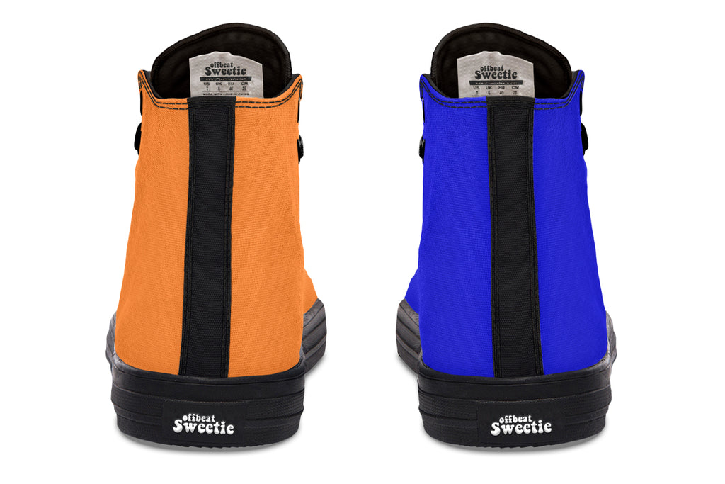 Blue and Orange Mismatch High Tops