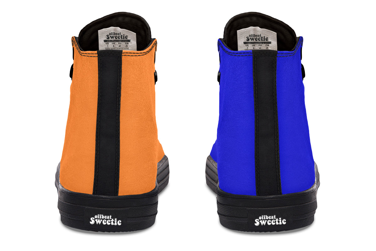 Blue and Orange Mismatch High Tops