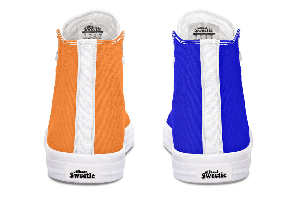 Blue and Orange Mismatch High Tops