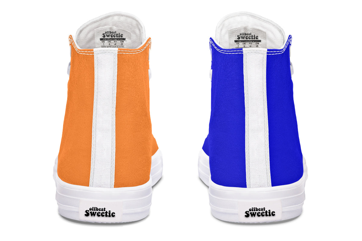 Blue and Orange Mismatch High Tops