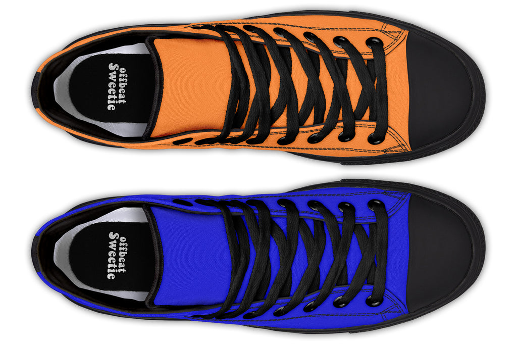 Blue and Orange Mismatch High Tops