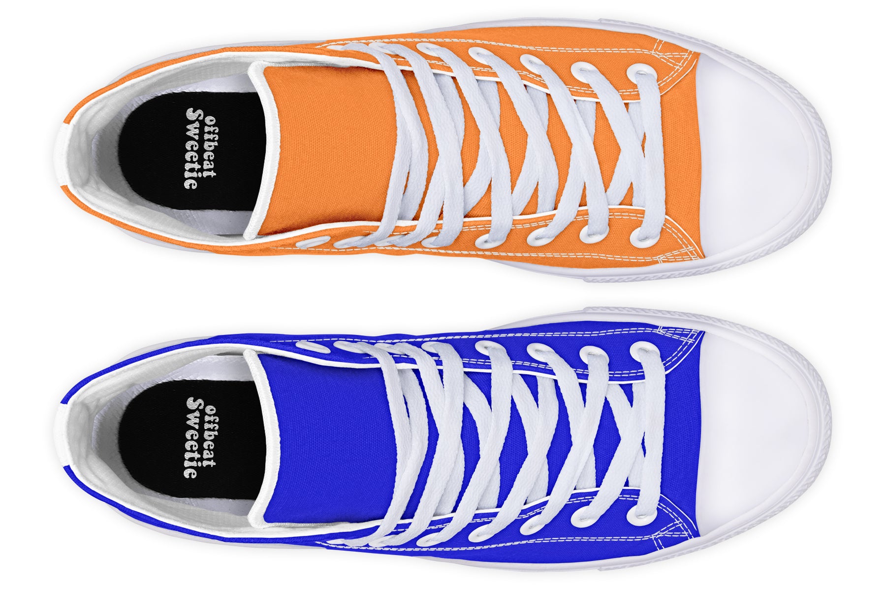 Blue and Orange Mismatch High Tops