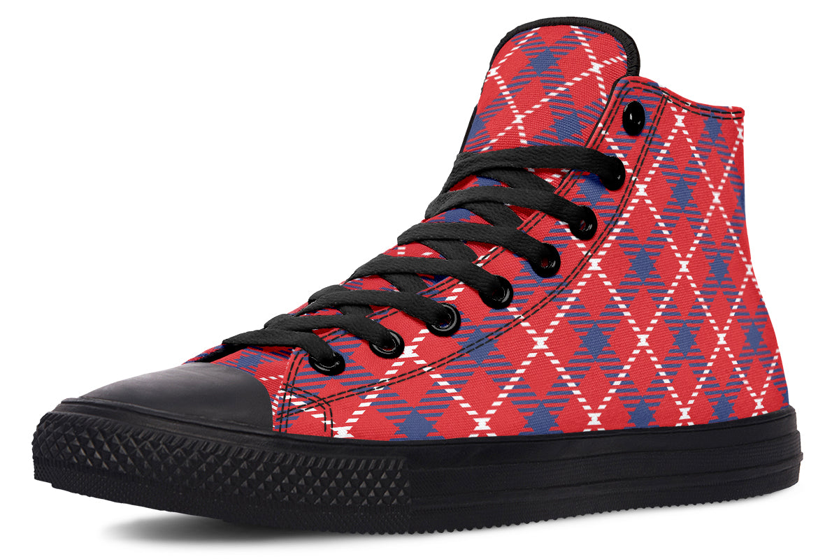 Cherry Red Plaid High Tops (Wide)