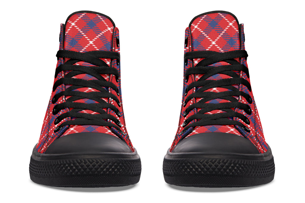 Cherry Red Plaid High Tops (Wide)