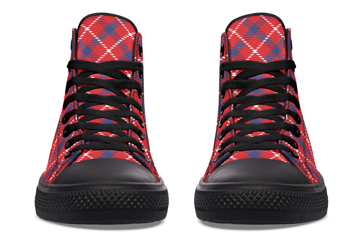 Cherry Red Plaid High Tops (Wide)