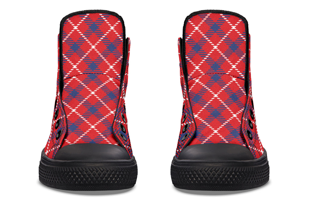 Cherry Red Plaid High Tops (Wide)
