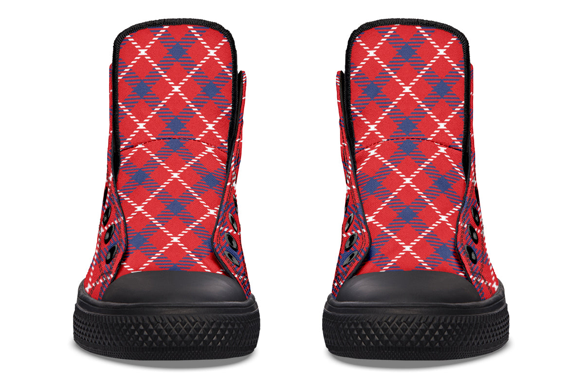 Cherry Red Plaid High Tops (Wide)