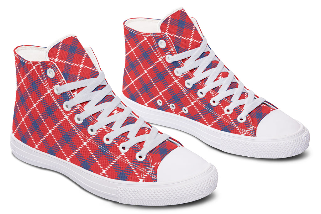 Cherry Red Plaid High Tops (Wide)
