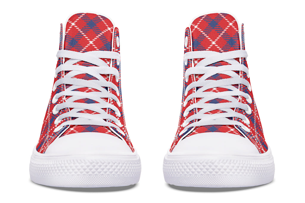 Cherry Red Plaid High Tops (Wide)