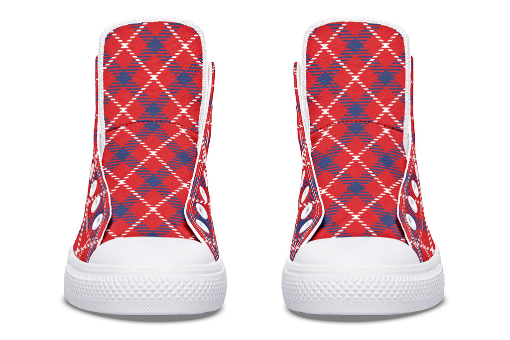 Cherry Red Plaid High Tops (Wide)