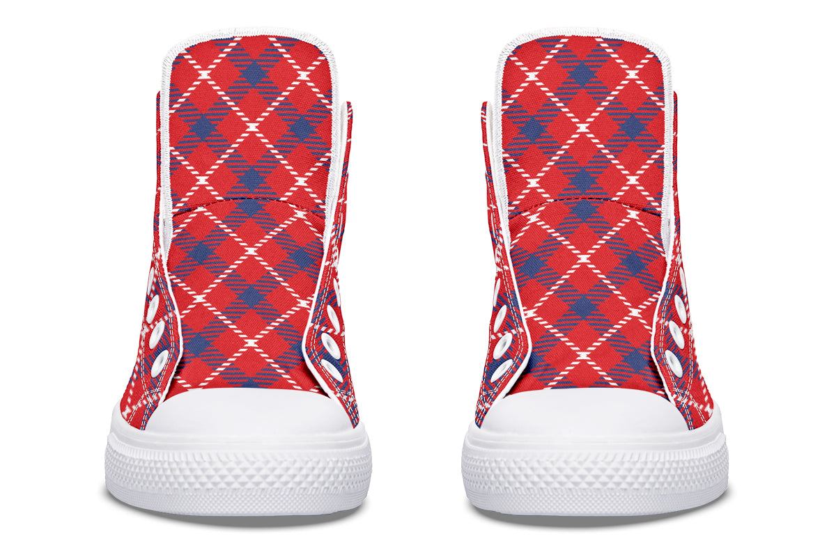 Cherry Red Plaid High Tops (Wide)