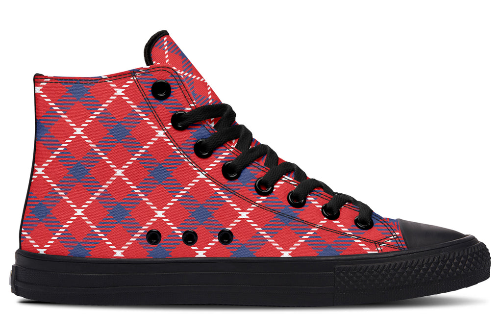 Cherry Red Plaid High Tops (Wide)