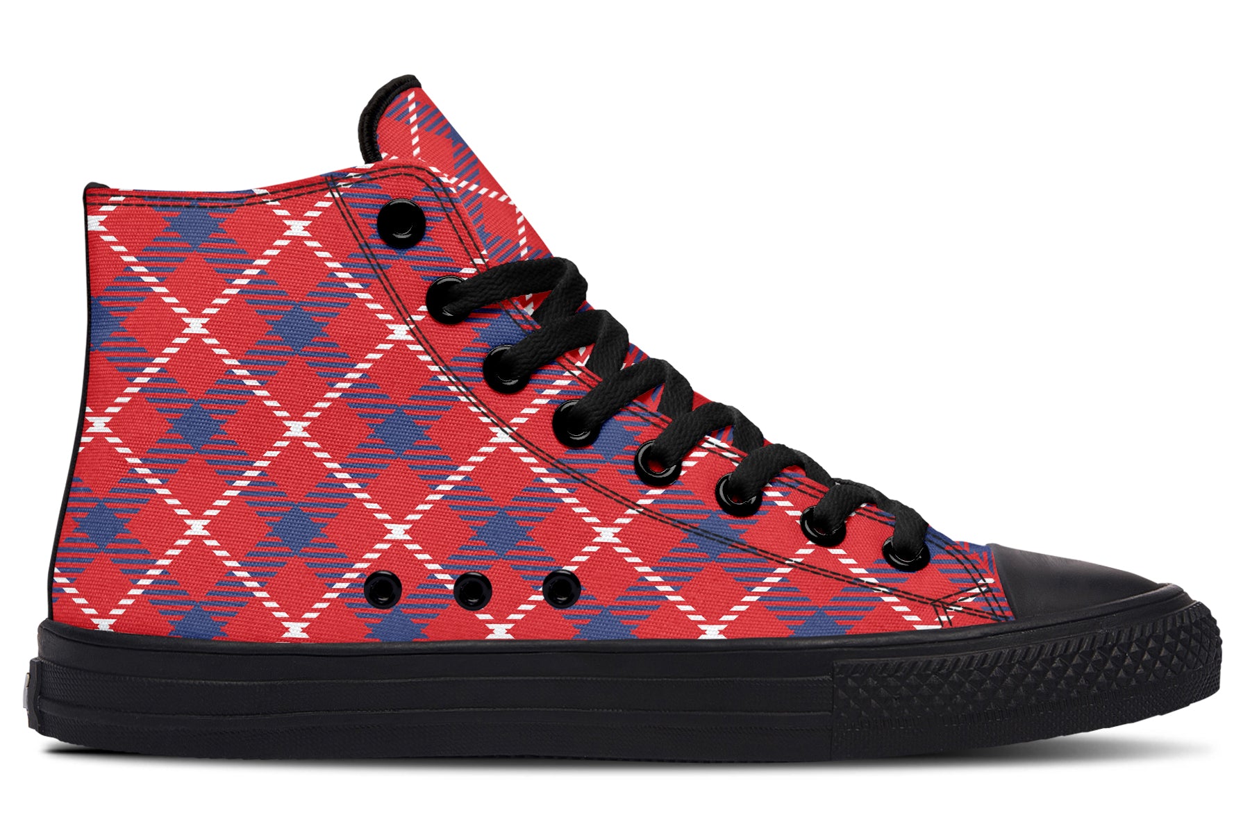 Cherry Red Plaid High Tops (Wide)
