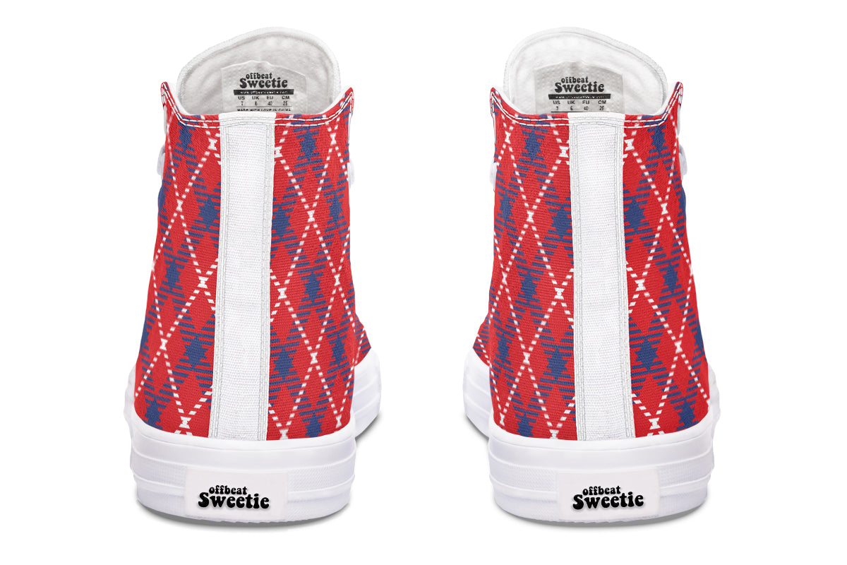 Cherry Red Plaid High Tops (Wide)