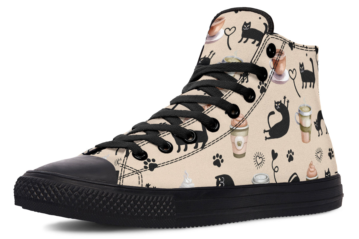 Cozy Coffee Cat High Tops