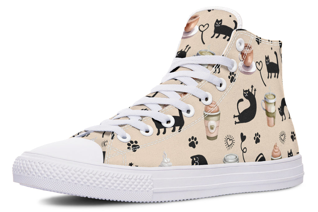 Cozy Coffee Cat High Tops