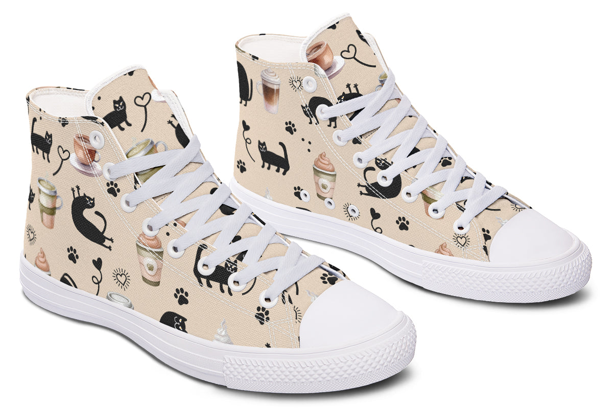 Cozy Coffee Cat High Tops