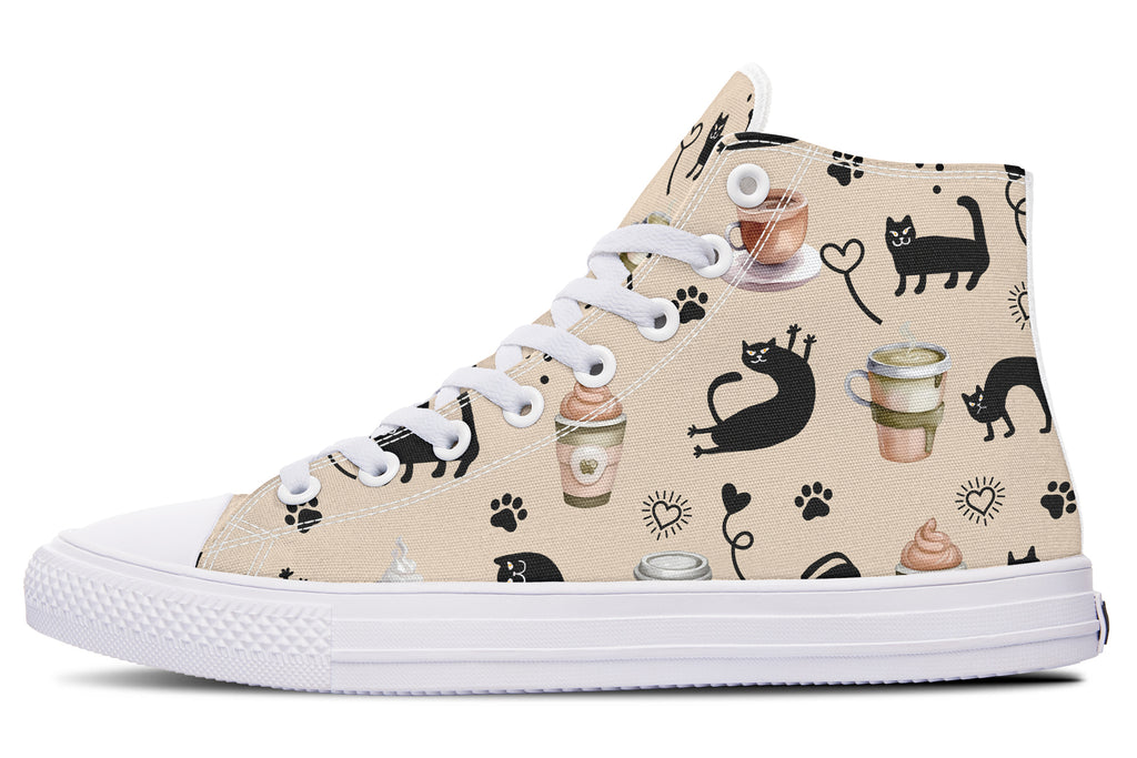 Cozy Coffee Cat High Tops