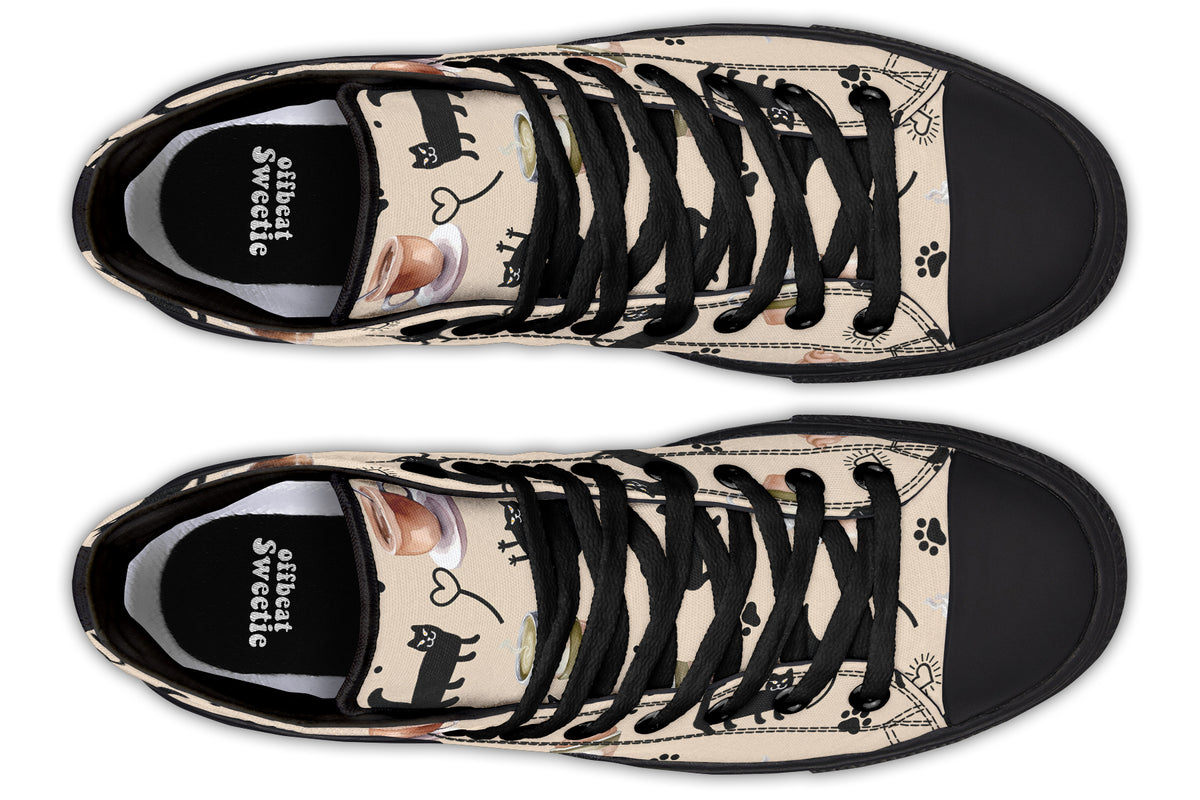 Cozy Coffee Cat High Tops