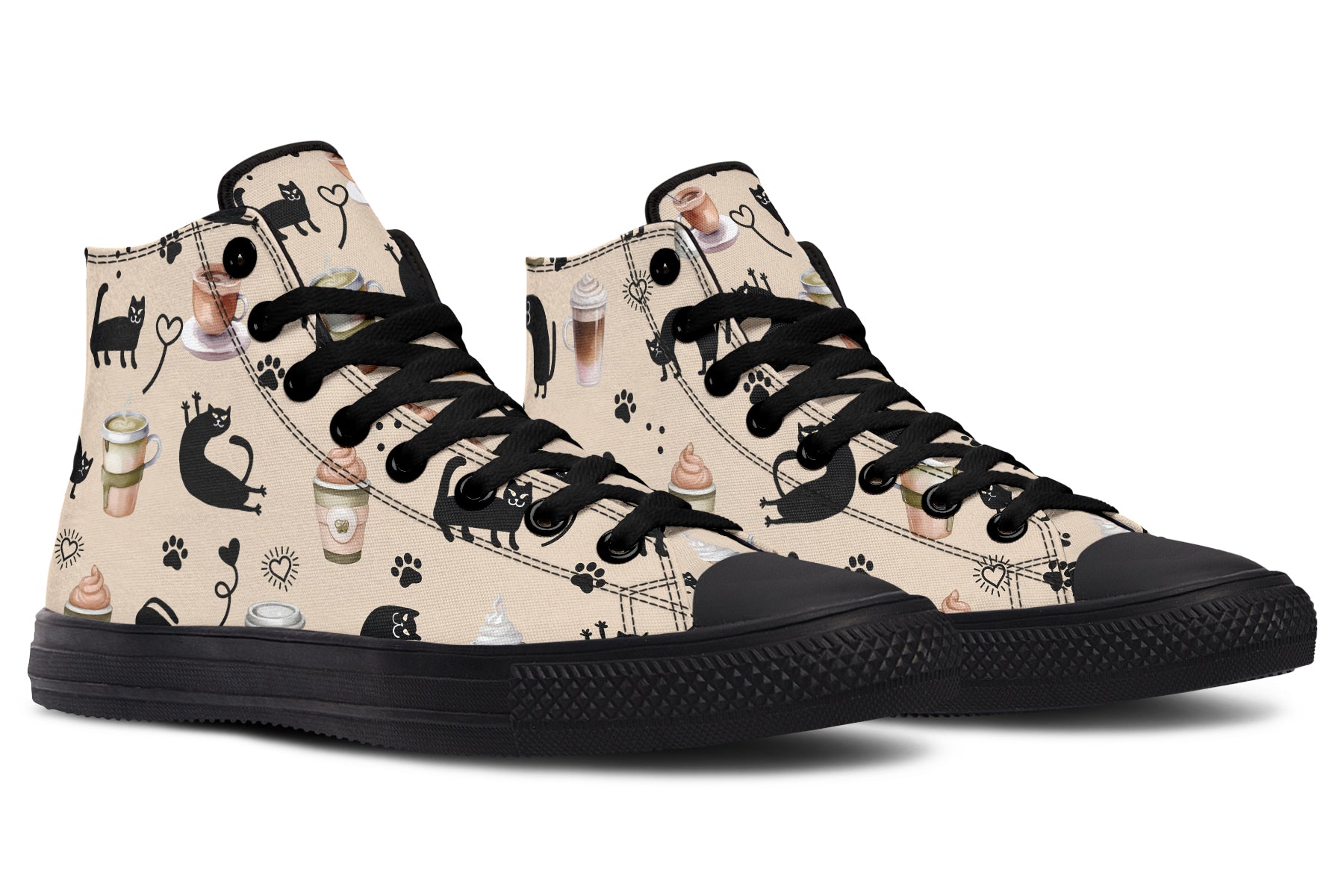 Cozy Coffee Cat High Tops (Wide)