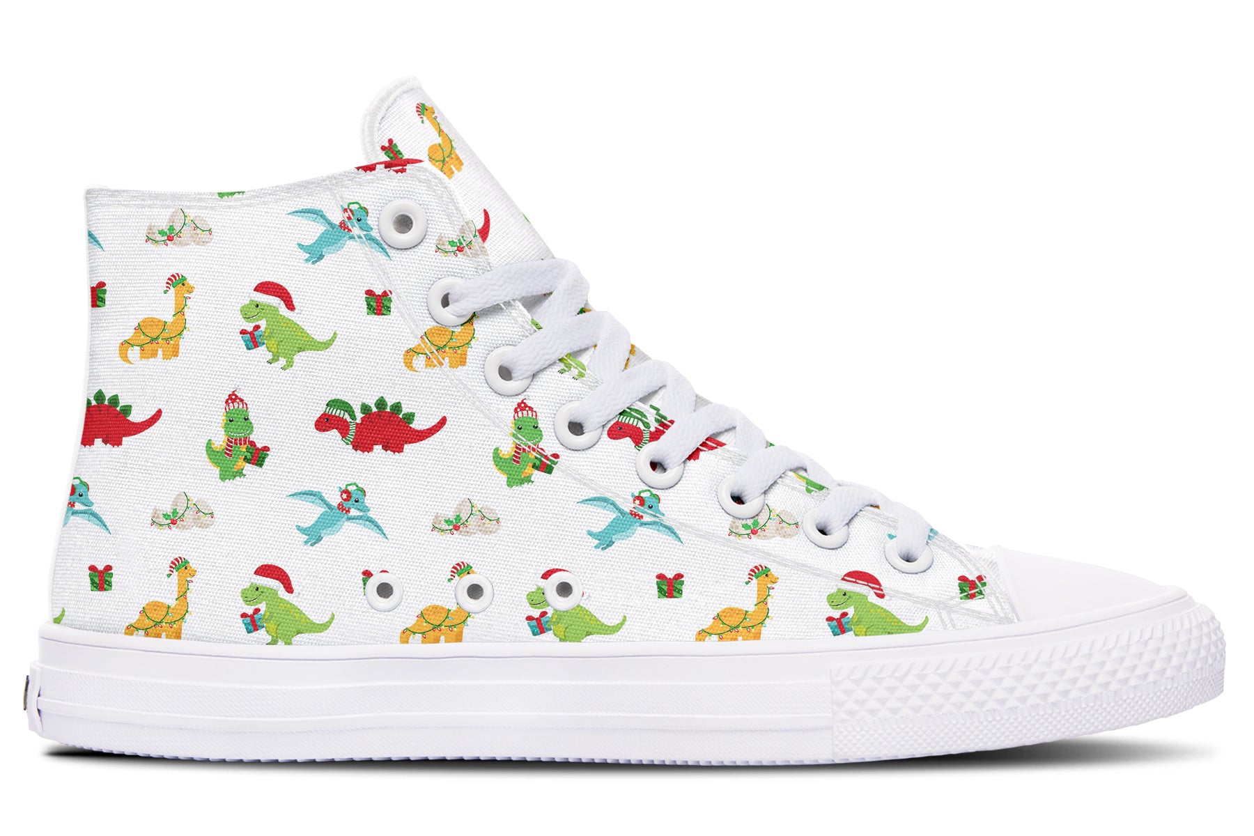 Dino Christmas High Tops - Offbeat Sweetie